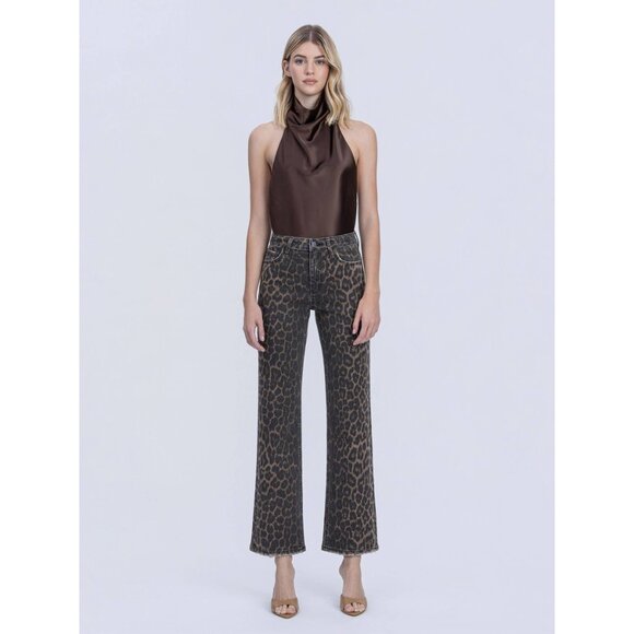 Vervet by Flying Monkey HIGH RISE LEOPARD PRINT SLIM WIDE JEANS F6381LPD - Picture 3 of 7